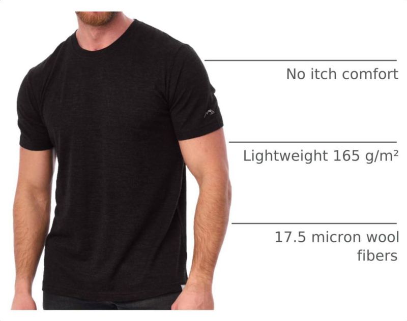 Camiseta Merino.tech XXL Carbón 180 g/m² Lana Merino
