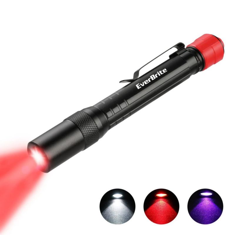 Linterna EverBrite 14 cm Luz UV/Blanca/Roja