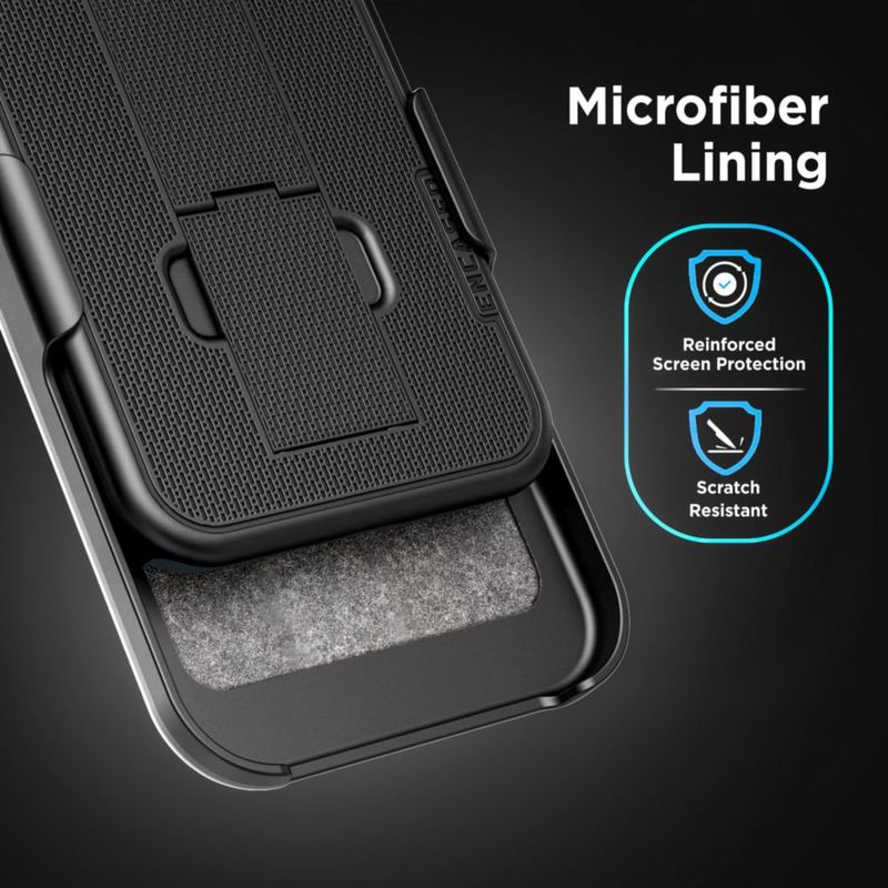 Funda ENCASED con soporte giratorio y cinturón para iPhone 16e/17e negro