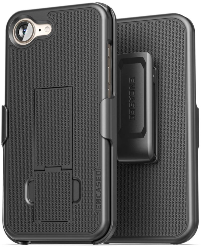 Funda ENCASED con soporte giratorio y cinturón para iPhone 16e/17e negro