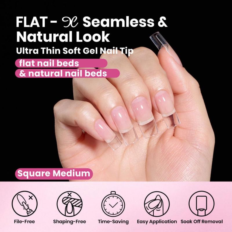 Tips de uñas de gel beetles Gel Polish cuadrado mediano - 160 piezas