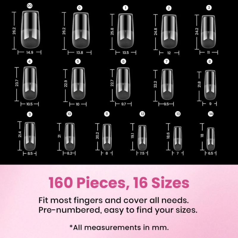 Tips de uñas de gel beetles Gel Polish cuadrado mediano - 160 piezas