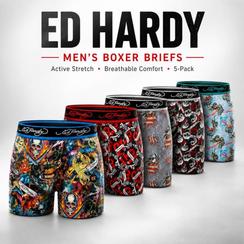 Boxer interior cómodo para hombre ED HARDY – pack de 5