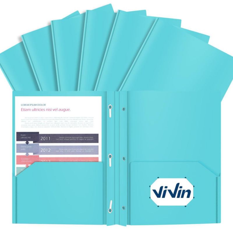 Carpeta de archivo ViVin paquete de 12 azul lago 3 ganchos