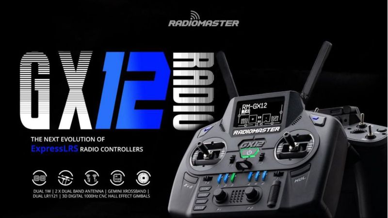 Controlador de radio RADIOMASTER GX12 de banda dual ELRS