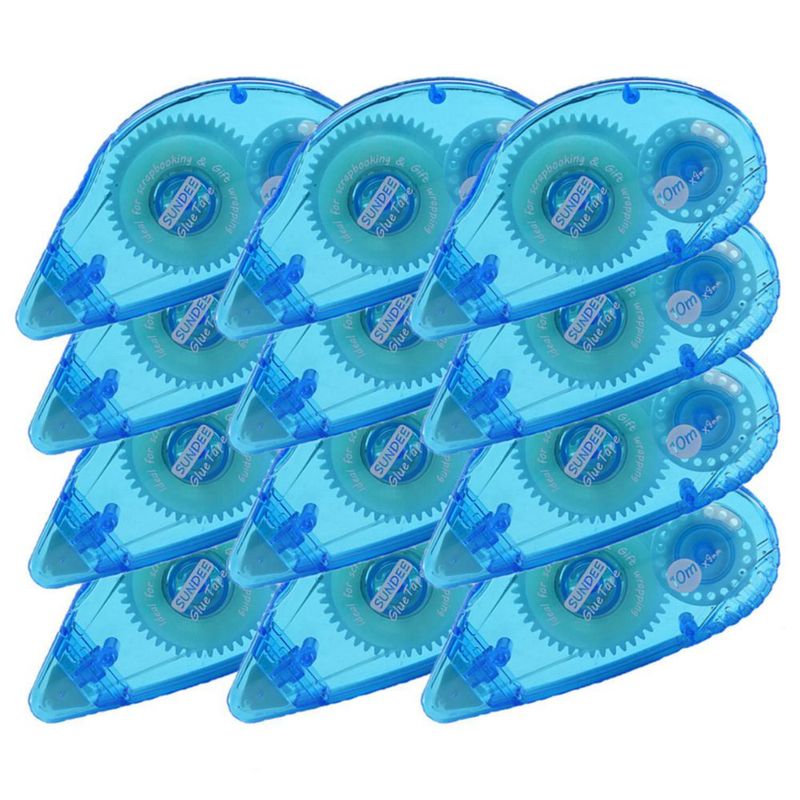 Cinta adhesiva de doble cara permanente TELEXSUN 8 mm x 10 m paquete de 12 azul