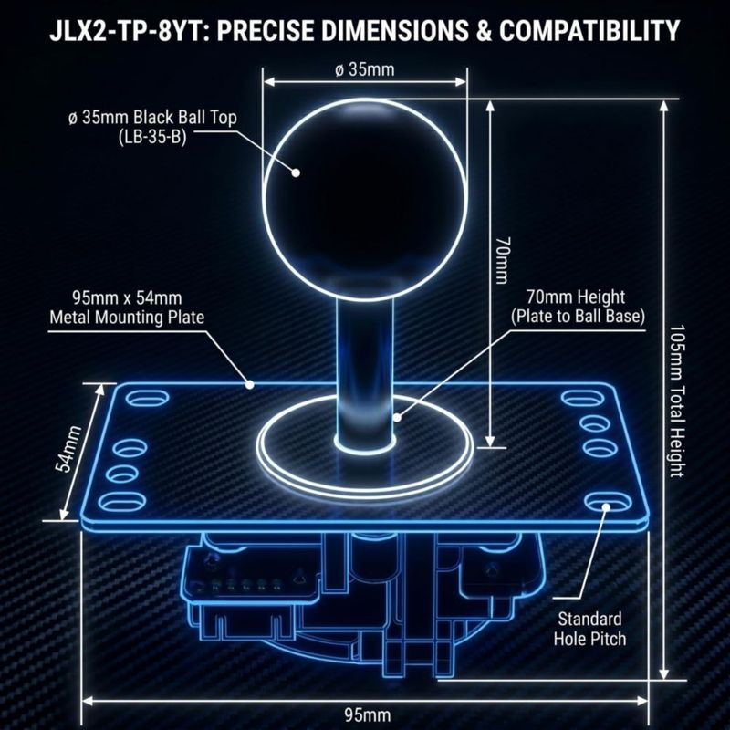 Joystick Arcade SANWA JLX2-TP-8YT Negro 4/8 Vías