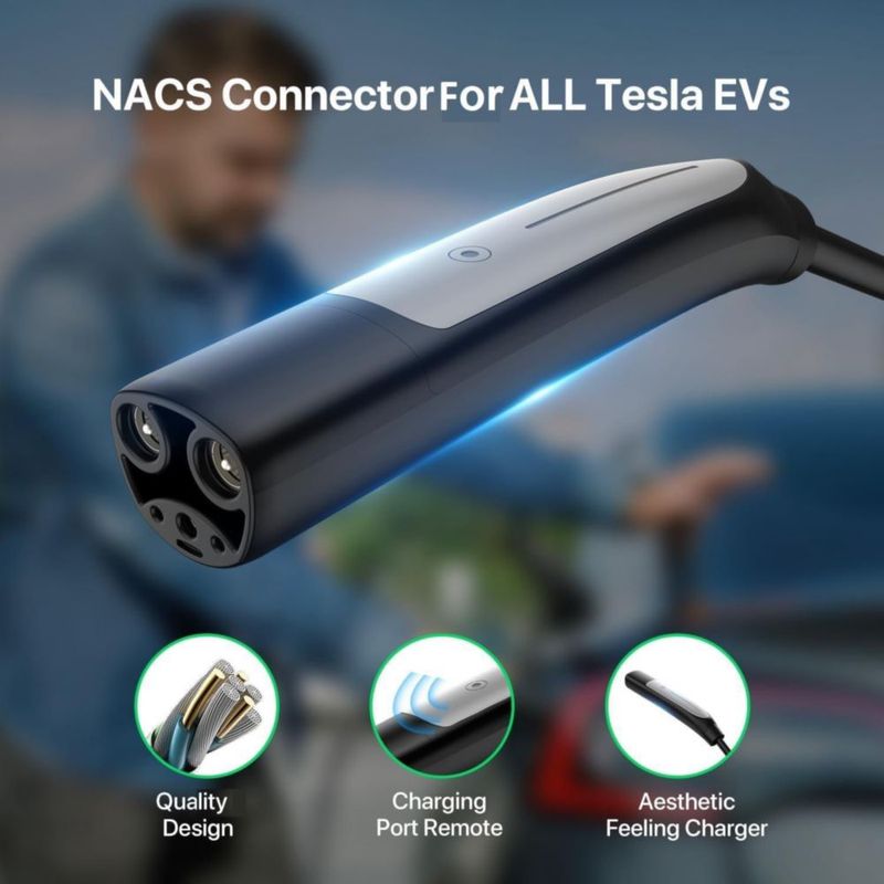 Cargador EV PRIMECOMTECH 40A NACS 9 m/12 m/15 m Nivel 2