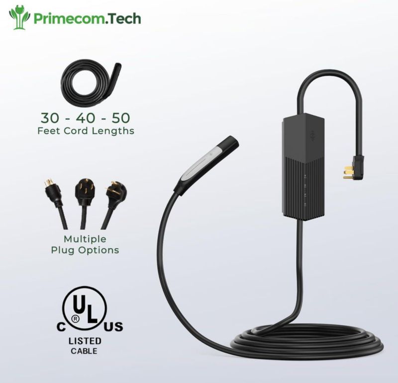 Cargador EV PRIMECOMTECH 40A NACS 9 m/12 m/15 m Nivel 2
