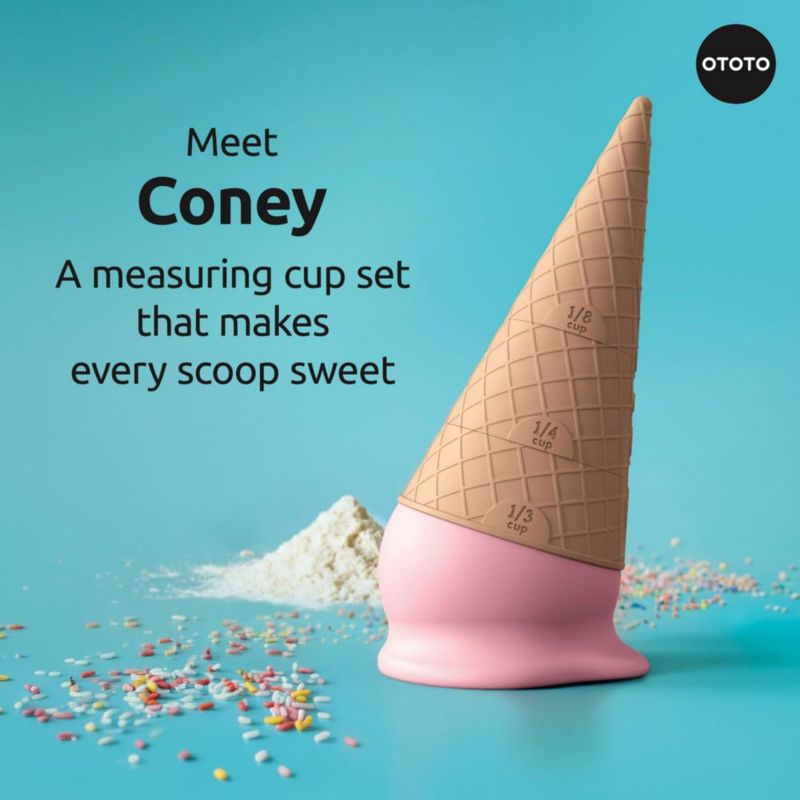 Juego de 4 Tazas Medidoras Desmontables OTOTO Coney con Forma de Cono de Helado