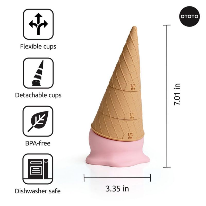 Juego de 4 Tazas Medidoras Desmontables OTOTO Coney con Forma de Cono de Helado
