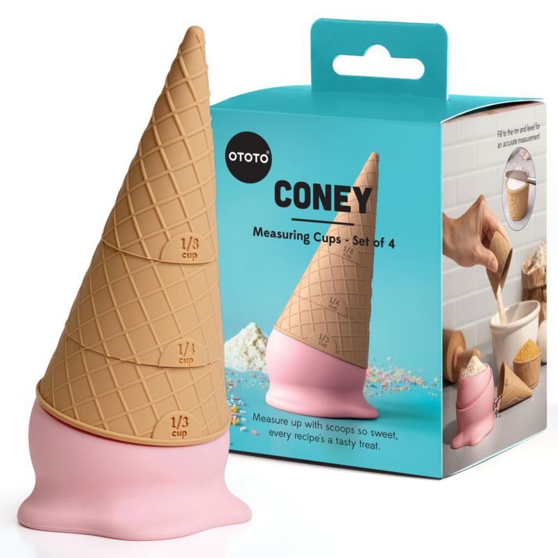 Juego de 4 Tazas Medidoras Desmontables OTOTO Coney con Forma de Cono de Helado