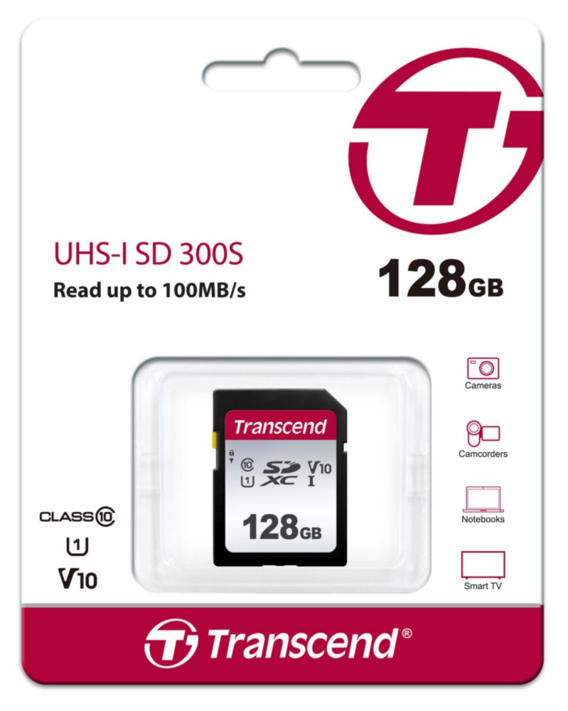 Tarjeta SD Transcend 128 GB UHS‑I 100 MB/s U1 V10