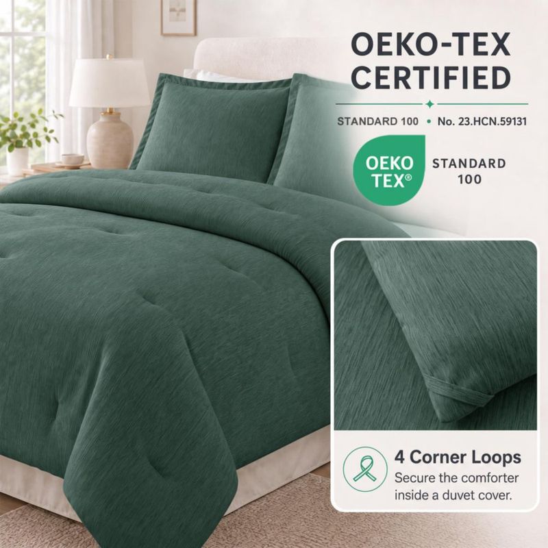 Juego de Edredón CozyLux Queen 244x249 cm Verde - 3 piezas