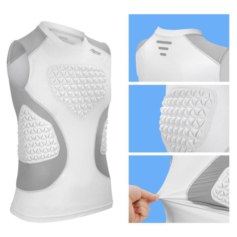 Camiseta de compresión acolchada PORTEC Youth L blanco gris para jóvenes