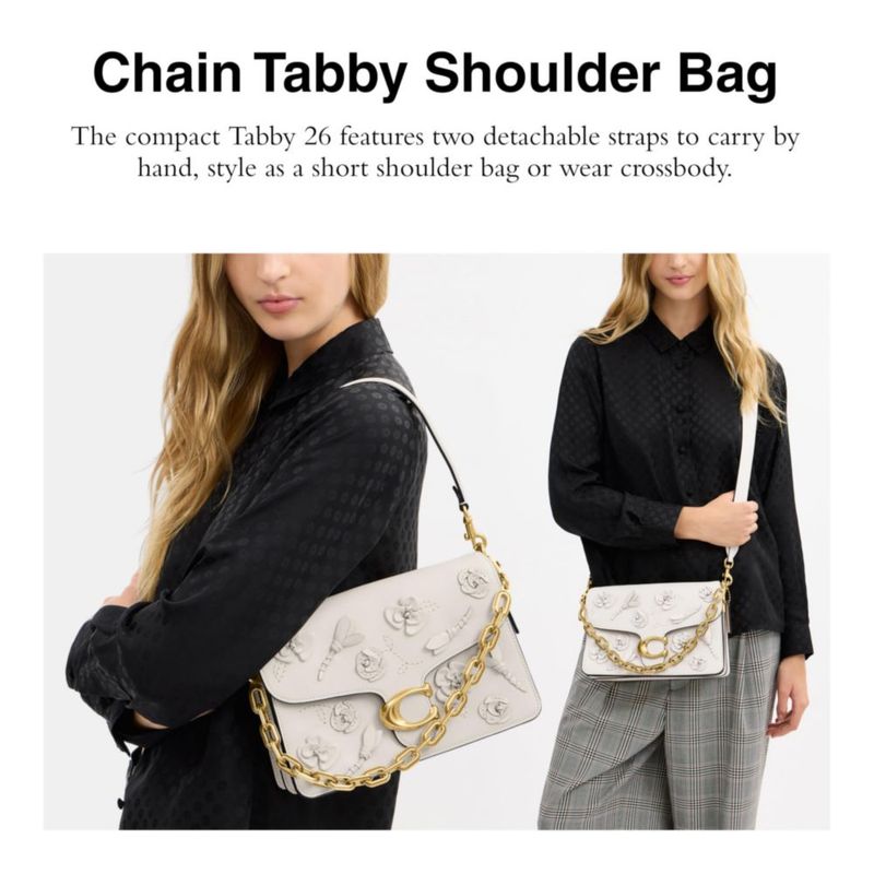 Bolso Coach Tabby con cadena floral 26 × 16 × 8 cm