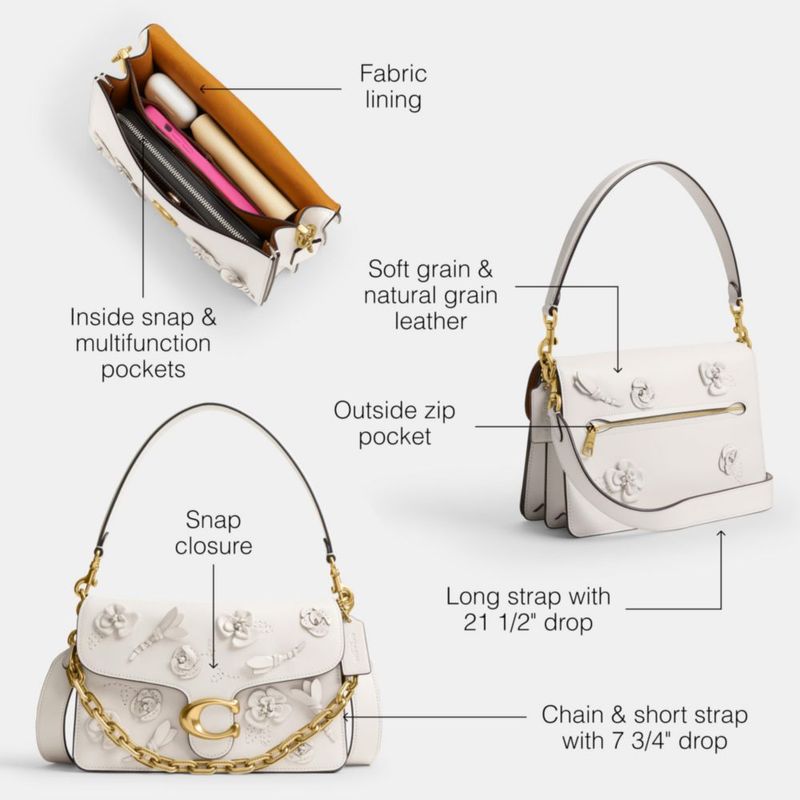 Bolso Coach Tabby con cadena floral 26 × 16 × 8 cm