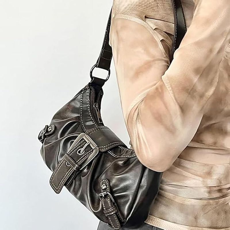 Bolso AFMKTICA 29x7x13 cm Marrón oscuro estilo hobo clutch