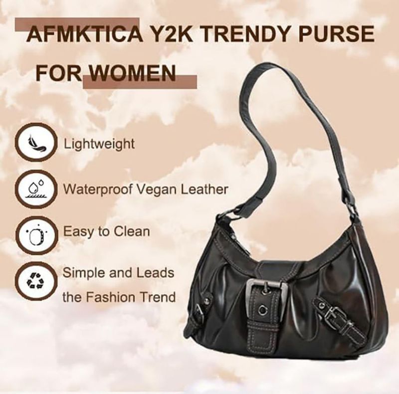Bolso AFMKTICA 29x7x13 cm Marrón oscuro estilo hobo clutch