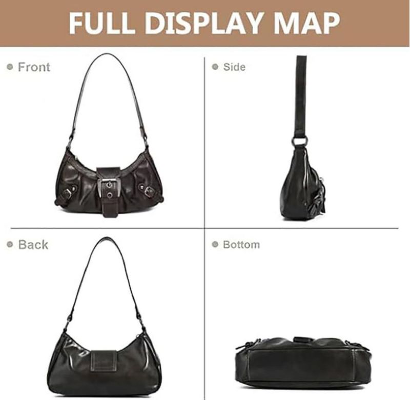 Bolso AFMKTICA 29x7x13 cm Marrón oscuro estilo hobo clutch