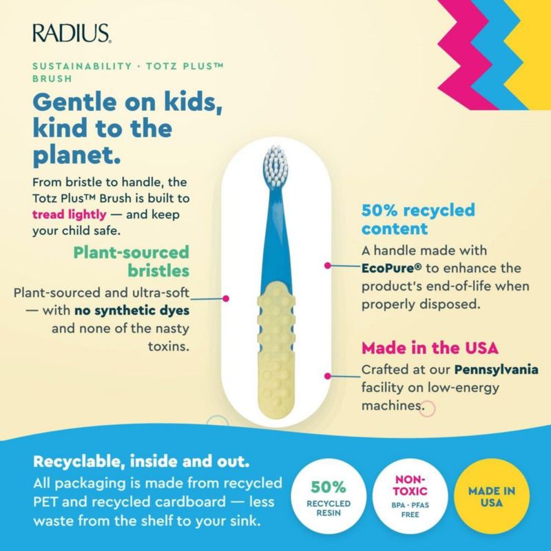 Cepillo de dientes RADIUS Totz Plus 3 años+ surtido de 3 unidades