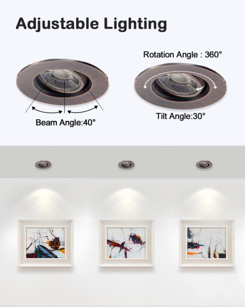Luces LED ZYC redondas de 76 cm regulables paquete de 10 acabado en bronce aceitado