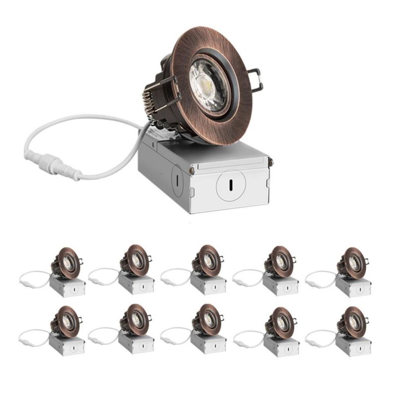 Luces LED ZYC redondas de 76 cm regulables paquete de 10 acabado en bronce aceitado