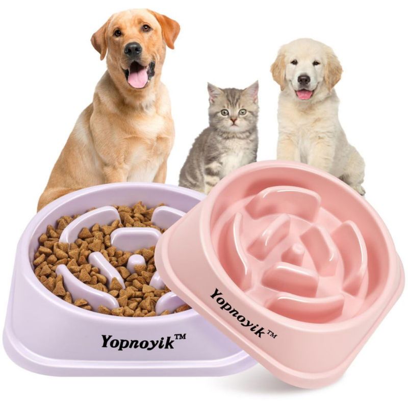 Tazones de alimentación lenta Yopnoyik 2 unidades para perros medianos y gatos