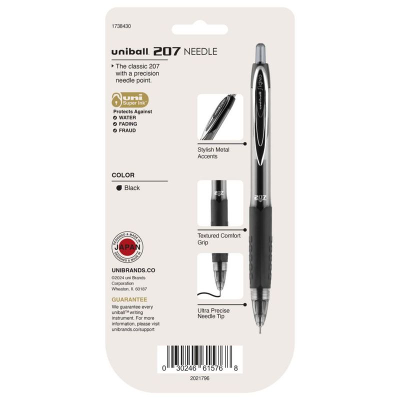 Bolígrafos de Gel Uni-Ball 207 07 mm Negro Pack de 4