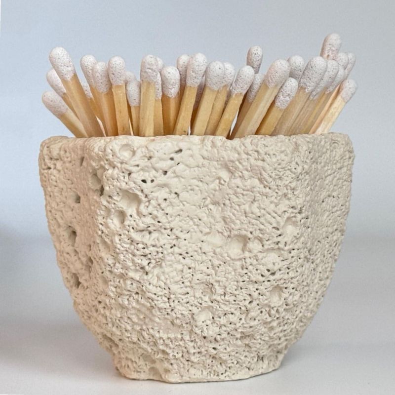 Porta cerillas Stablerice Hexagonal gris claro 10 cm