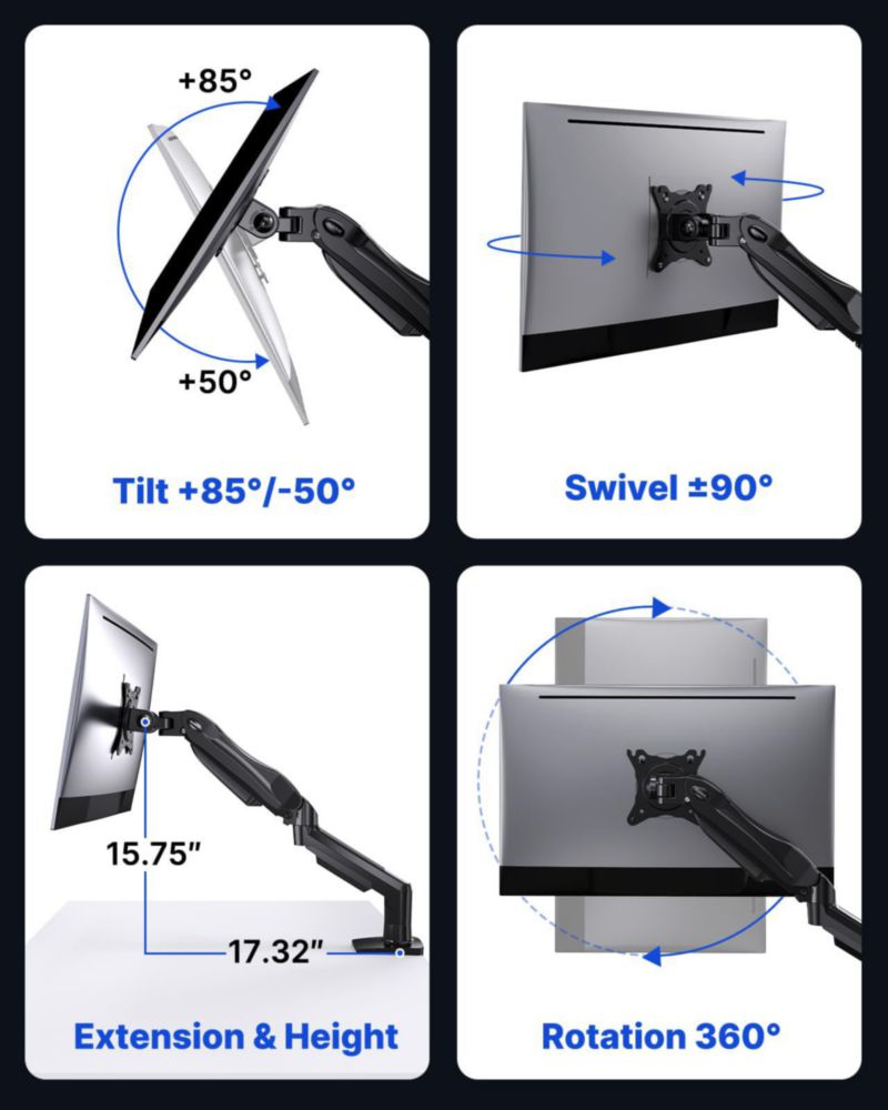 Soporte para monitor HUANUO (2 unidades) para pantallas de 13‑32" y hasta 9 kg