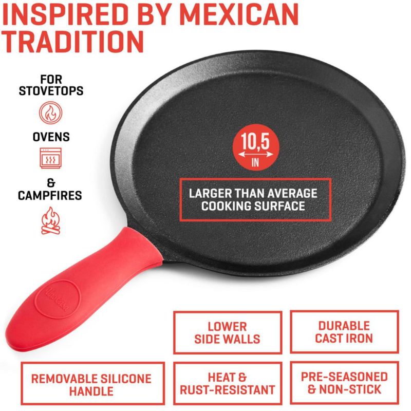 Comal de hierro fundido pre-sazonado Uno Casa 27 cm