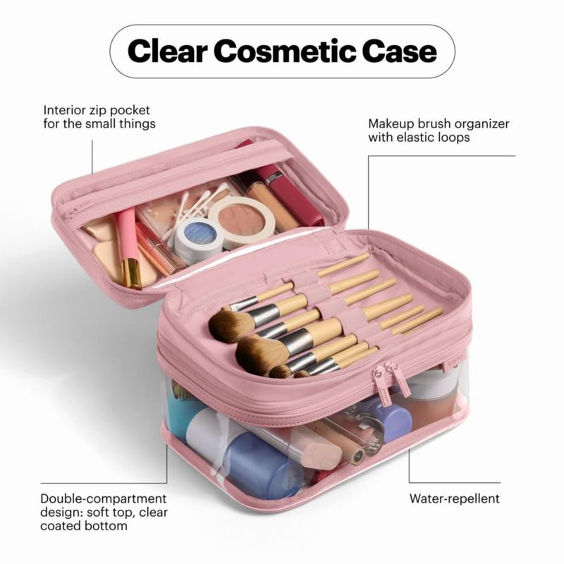 Estuche de Cosméticos Transparentes Away 23 × 14 × 14 cm Resistente al Agua y Aprobado por la TSA