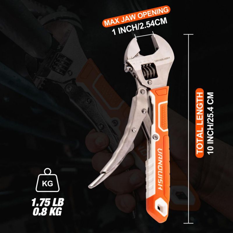 Llave Vanquish de 25 cm Bloqueable Ajustable de Acero CR‑V