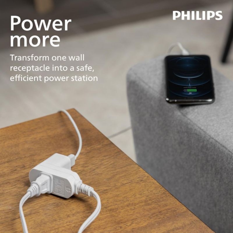 Cable de extensión PHILIPS 18 m 3 tomas con enchufe plano
