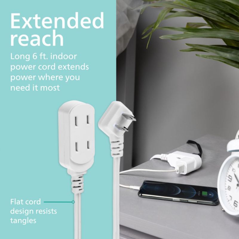 Cable de extensión PHILIPS 18 m 3 tomas con enchufe plano
