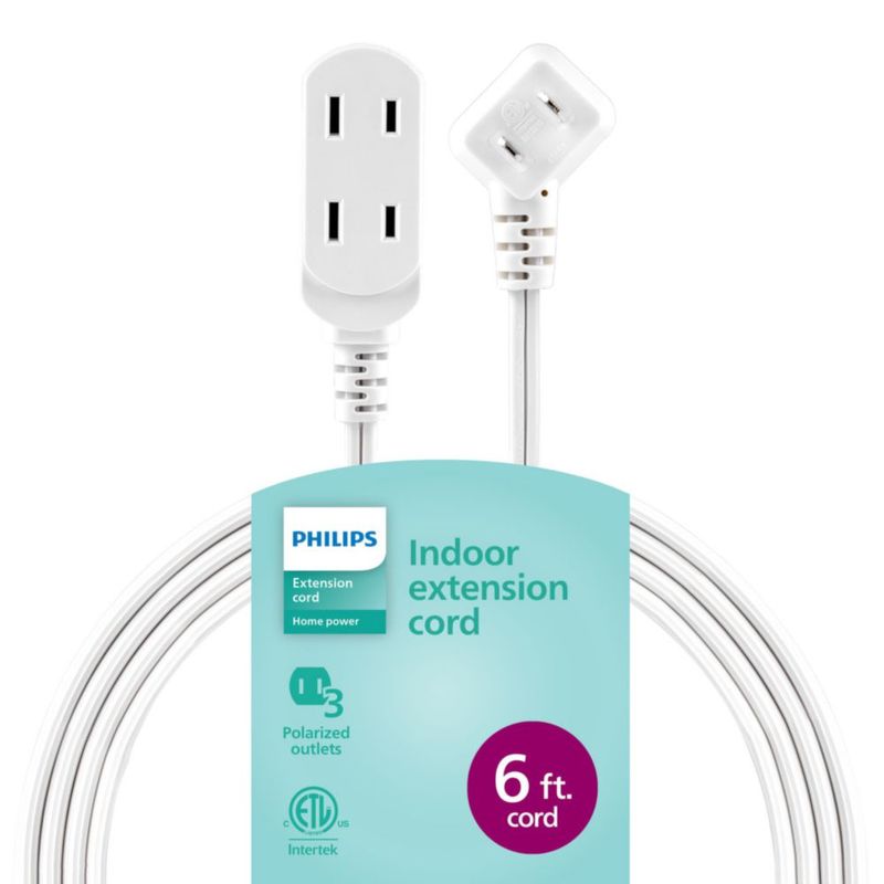 Cable de extensión PHILIPS 18 m 3 tomas con enchufe plano