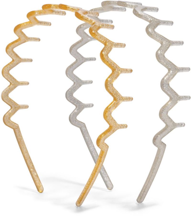 Diadema Kitsch Zig Zag 2 pzas Dorado y Plateado