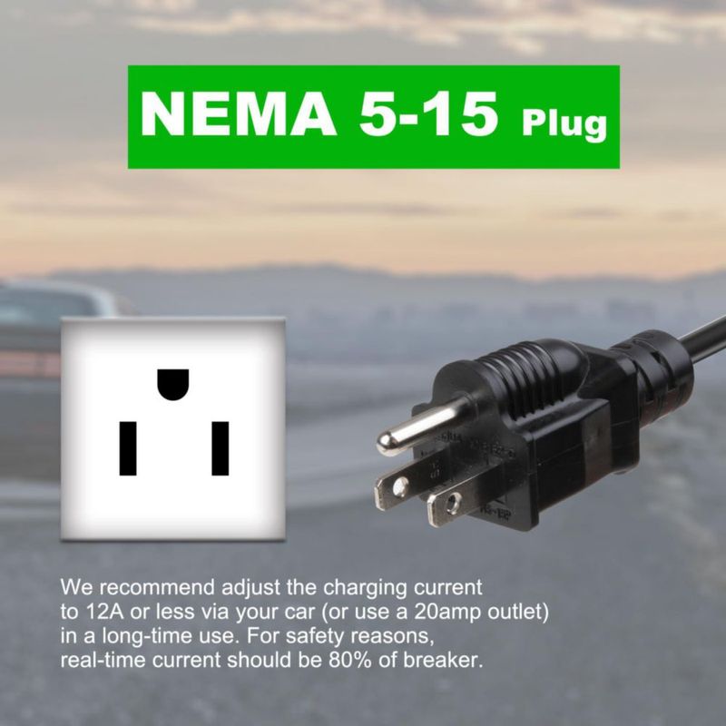 Cargador de VE Morec 15 A 6 m NEMA5-15P 100‑120 V SAE J1772