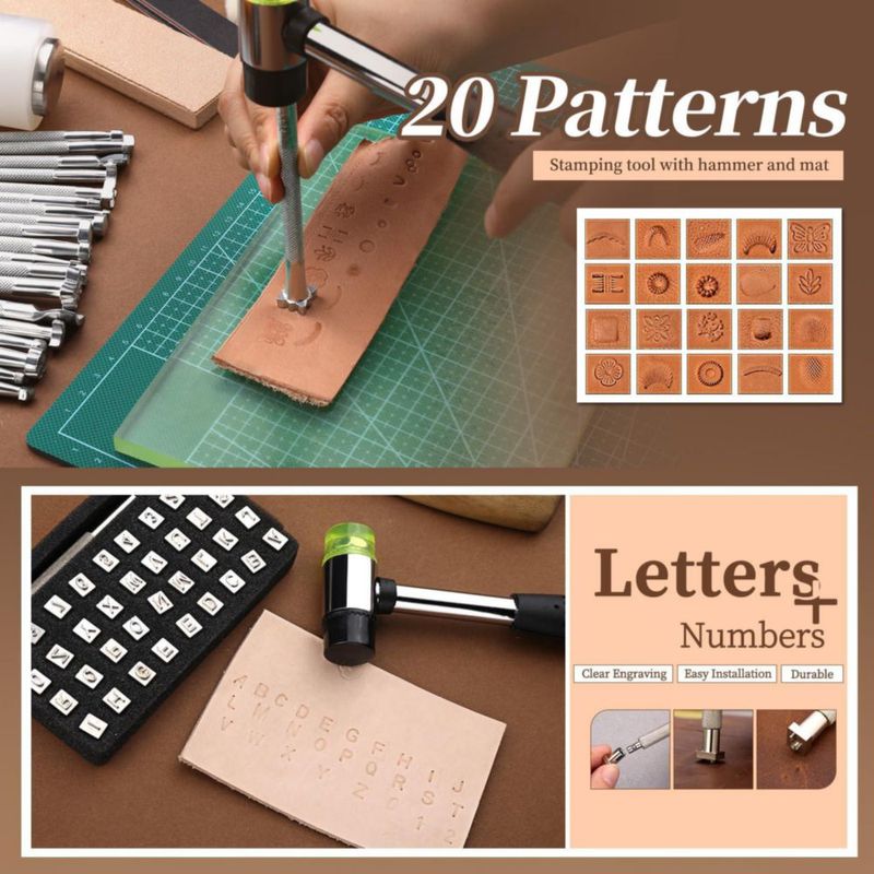 Kit de cuero JUPEAN de 424 piezas - Juego de herramientas para manualidades