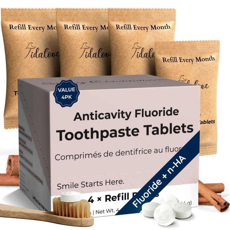 Tabletas de Pasta de Dientes Tidalove 5% nHAp Canela 4 Meses
