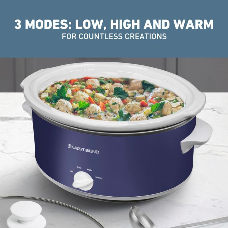 Olla de cocción lenta West Bend 6 L azul marino 330 W apta para lavavajillas