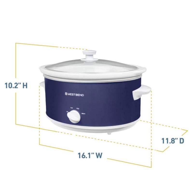 Olla de cocción lenta West Bend 6 L azul marino 330 W apta para lavavajillas