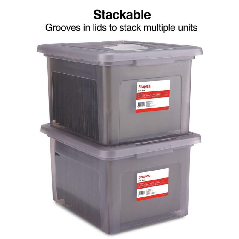 Caja de archivo Staples 46 cm x 36 cm x 27 cm con tapa a presión