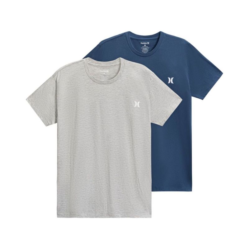 Camiseta Hurley Pack de 2 de Algodón Cuello Redondo Talla S Gris/Submarino