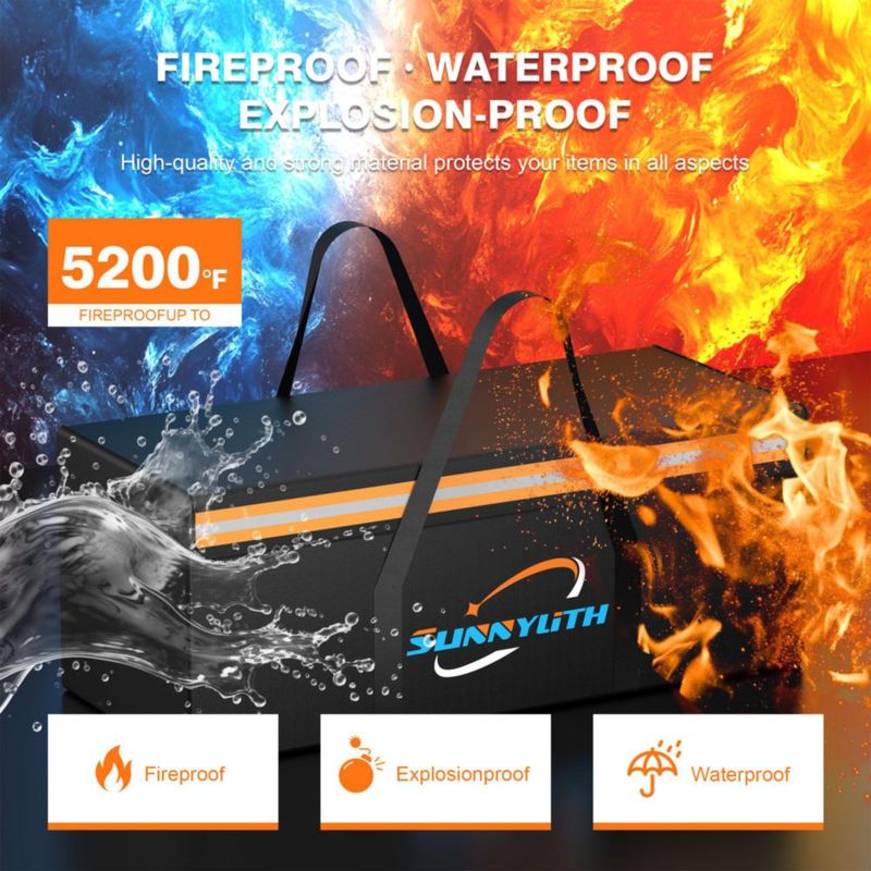 Bolsa de documentos SunnyLith 61x30x30 cm resistente al fuego e impermeable