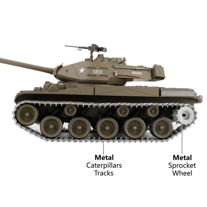 Tanque RC Heng Long 1/16 M41A3 24 GHz con Cadenas Metálicas 360°