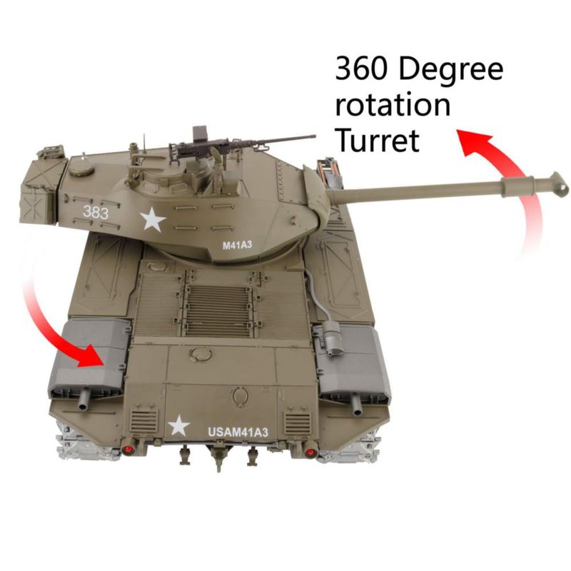 Tanque RC Heng Long 1/16 M41A3 24 GHz con Cadenas Metálicas 360°