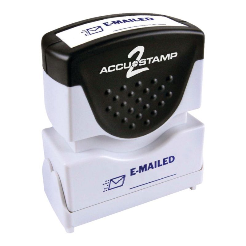 Tampón de goma AccuStamp 4 cm x 13 cm azul “Emailed”