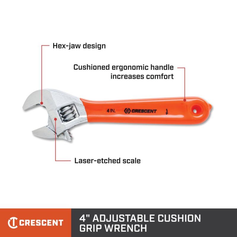 Llave ajustable Crescent de 10 cm con agarre acolchado AC24CVS